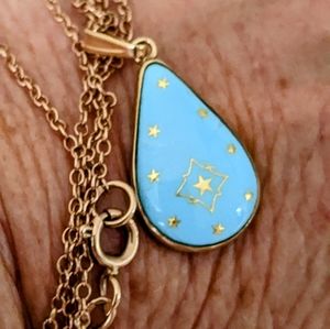 🩵14K💛 GOLD TURQUOISE TEARDROP NECKLACE